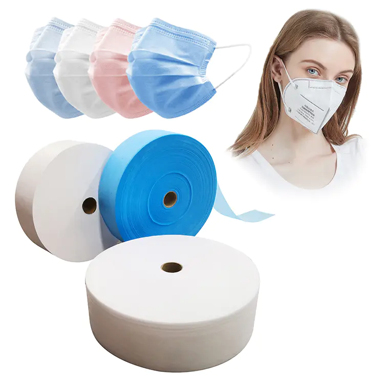 High quality 100% nonwoven fabric mask material in 25 gsm white/blue