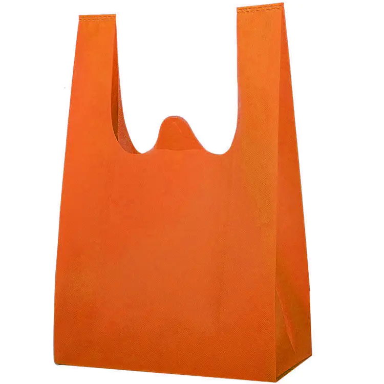Disposable Shopping Bags with logos Nonwoven Fabric Material W-cut Bag