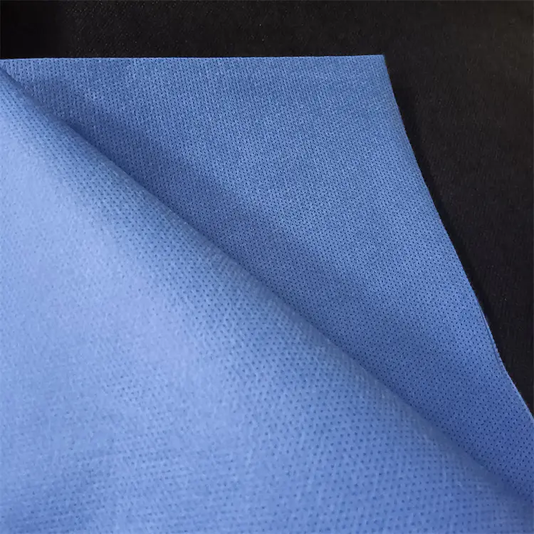 Disposable waterproof high quality 100% PP sms nonwoven blue fabric for medical use