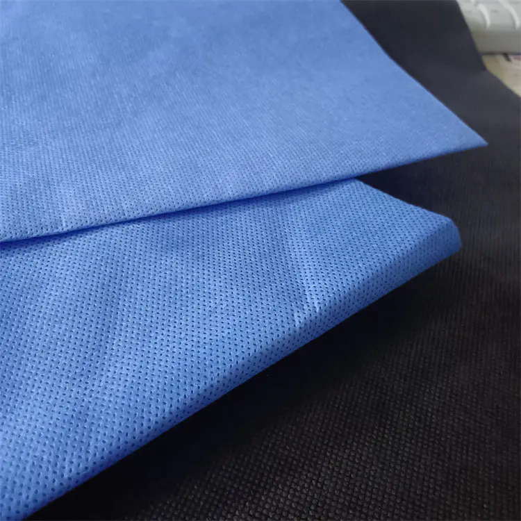 Good quality 100% Polypropylene spun bond nonwoven SMS/SMMS nonwoven fabric in blue