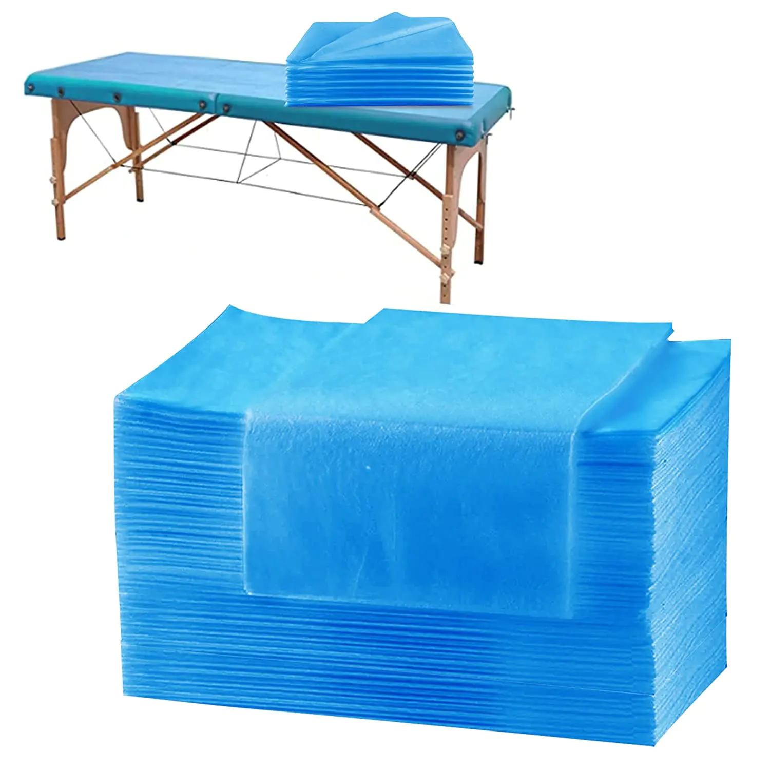 Cross-hole nonwoven fabric for beauty salons with disposable bed linen rolls