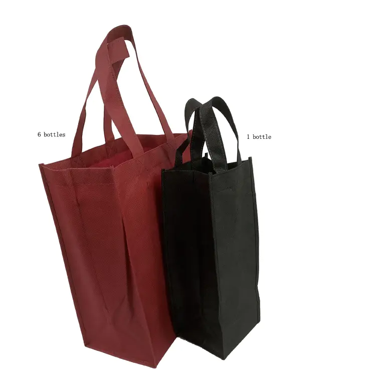 Customized Design Standard Size 2/4/6 Bottles Non Woven Wine Tote Bag