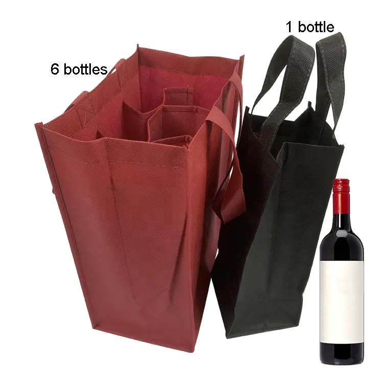 Customized Design Standard Size 2/4/6 Bottles Non Woven Wine Tote Bag