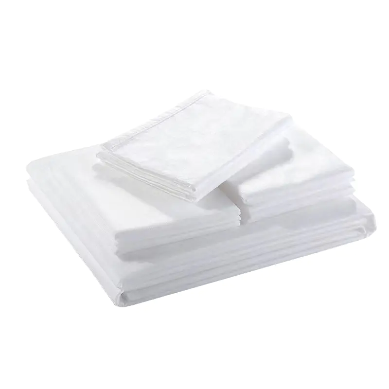 High quality low price 100% pp nonwoven disposable bed four-piece set disposable bedding set for hotel used
